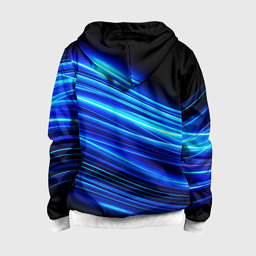 Детская толстовка на молнии Синие неоновые линии краски / 3D-Белый – фото 2