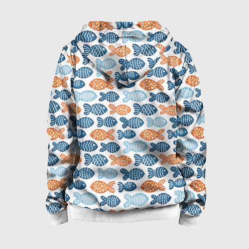 Детская толстовка на молнии Разноцветные рыбы на белом / 3D-Белый – фото 2