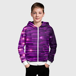 Толстовка на молнии детская Цветные светящиеся полосы, цвет: 3D-белый — фото 2