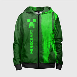 Толстовка на молнии детская Minecraft - green gradient по-вертикали, цвет: 3D-черный