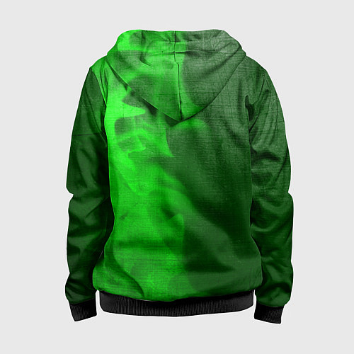 Детская толстовка на молнии Lamborghini - green gradient по-вертикали / 3D-Черный – фото 2