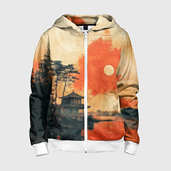 Детская толстовка на молнии Рыбацкий дом на закате