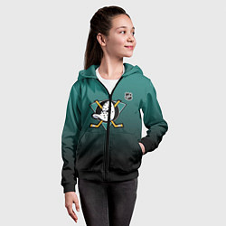 Толстовка на молнии детская Анахайм Дакс - зеленый градиент, цвет: 3D-черный — фото 2