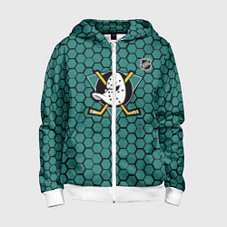 Детская толстовка на молнии Анахайм Дакс - зеленые соты