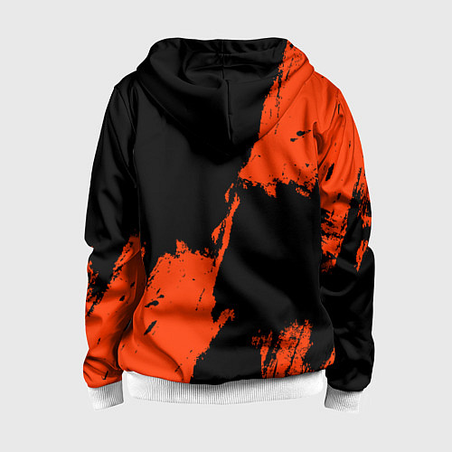 Детская толстовка на молнии Анахайм Дакс - оранжевая краска / 3D-Белый – фото 2