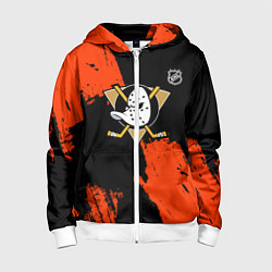 Детская толстовка на молнии Анахайм Дакс - оранжевая краска