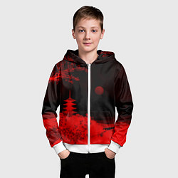 Толстовка на молнии детская Башня в красной сепии, цвет: 3D-белый — фото 2