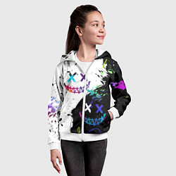 Толстовка на молнии детская Неоновые брызги - жуткие улыбки, цвет: 3D-белый — фото 2