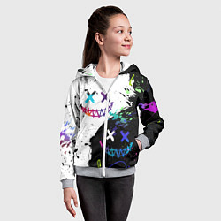 Толстовка на молнии детская Неоновые брызги - жуткие улыбки, цвет: 3D-меланж — фото 2