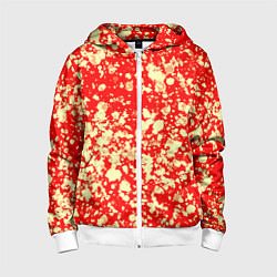 Толстовка на молнии детская Пятнистый красно-жёлтый, цвет: 3D-белый