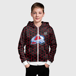 Толстовка на молнии детская Колорадо Эвеланш - соты с подсветкой, цвет: 3D-белый — фото 2