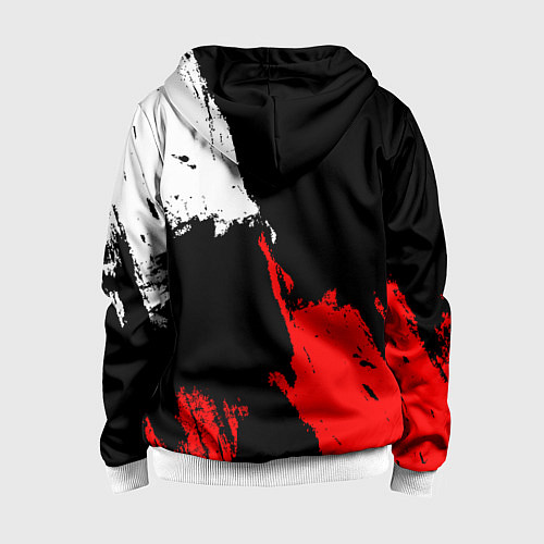 Детская толстовка на молнии Детройт Ред Уингз - брызги краска на черном фоне / 3D-Белый – фото 2