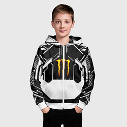 Толстовка на молнии детская Monster energy geometry, цвет: 3D-белый — фото 2