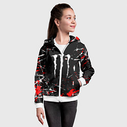 Толстовка на молнии детская Monster energy штрихи, цвет: 3D-белый — фото 2