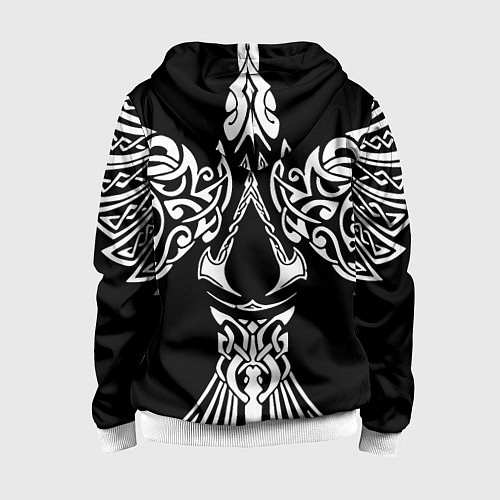 Детская толстовка на молнии Силуэт ворона - Aссасинс Крид / 3D-Белый – фото 2