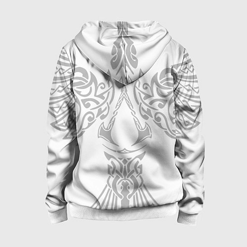 Детская толстовка на молнии Ассасин Крид - узор ворон / 3D-Белый – фото 2