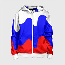 Толстовка на молнии детская Патриот - флаг, цвет: 3D-белый
