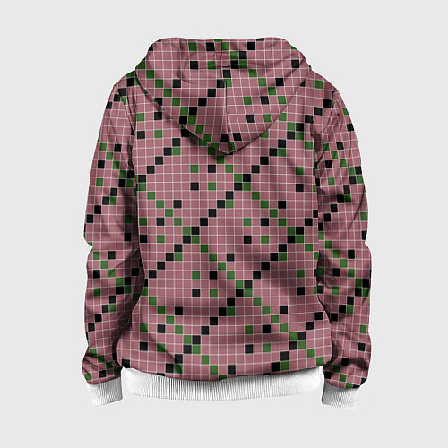 Детская толстовка на молнии Коричневая с черным и зеленым плитка / 3D-Белый – фото 2