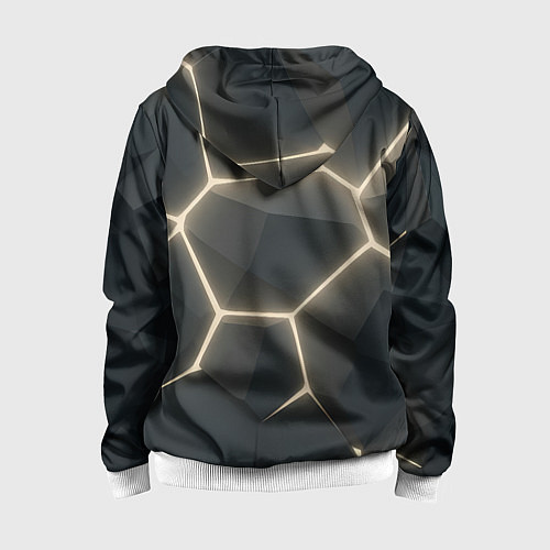 Детская толстовка на молнии Объемные серые плиты / 3D-Белый – фото 2