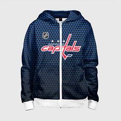 Толстовка на молнии детская Вашингтон Кэпиталз - синий градиент, цвет: 3D-белый