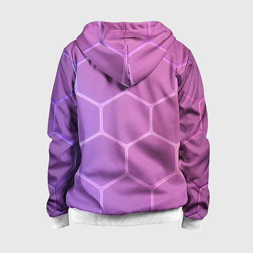 Детская толстовка на молнии Розовые неоновые соты / 3D-Белый – фото 2