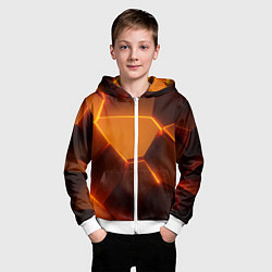 Толстовка на молнии детская Оранжевые объемные пластины, цвет: 3D-белый — фото 2