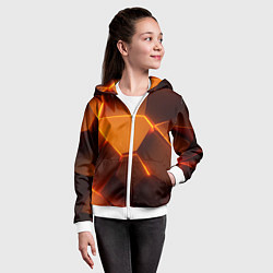 Толстовка на молнии детская Оранжевые объемные пластины, цвет: 3D-белый — фото 2