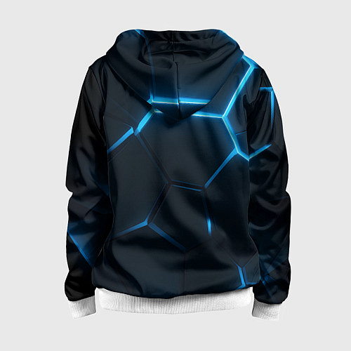 Детская толстовка на молнии Черные плиты с синим светом / 3D-Белый – фото 2