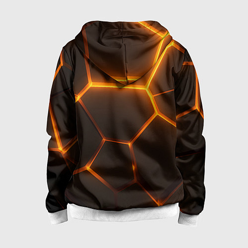 Детская толстовка на молнии Оранжевое свечение текстура / 3D-Белый – фото 2
