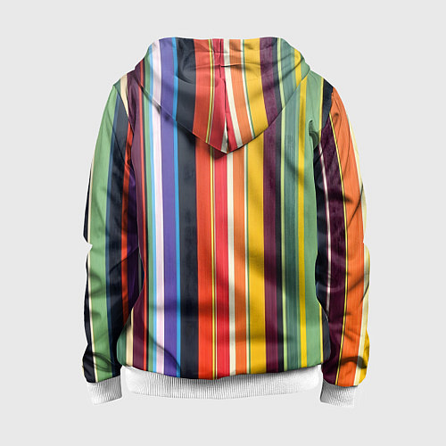 Детская толстовка на молнии Разноцветная полоска / 3D-Белый – фото 2