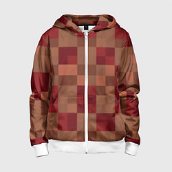 Толстовка на молнии детская Бордовые пиксели, цвет: 3D-белый
