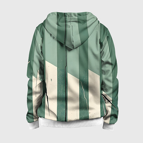 Детская толстовка на молнии Зеленые полосы / 3D-Белый – фото 2