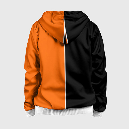 Детская толстовка на молнии ФК Урал - оранжево черные / 3D-Белый – фото 2