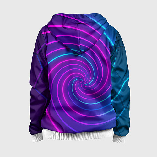 Детская толстовка на молнии Сине-фиолетовая спираль / 3D-Белый – фото 2