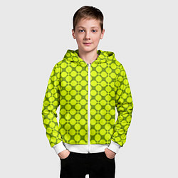 Толстовка на молнии детская Желто зеленый неоновый узор ретро в горох, цвет: 3D-белый — фото 2