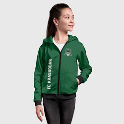 Толстовка на молнии детская ФК Краснодар - сплошной зеленый цвет, цвет: 3D-черный — фото 2