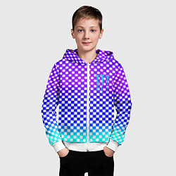 Толстовка на молнии детская Monster шахматная клетка градиент, цвет: 3D-белый — фото 2