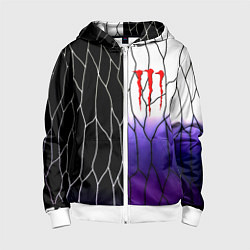 Толстовка на молнии детская Monster energy steel, цвет: 3D-белый