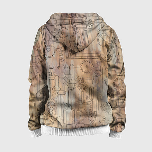 Детская толстовка на молнии Стимпанк элементы / 3D-Белый – фото 2