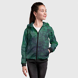 Толстовка на молнии детская Текстурный тёмный сине-зелёный, цвет: 3D-черный — фото 2