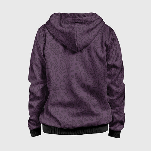 Детская толстовка на молнии Фиолетовый цветочный однотонный / 3D-Черный – фото 2