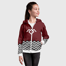 Толстовка на молнии детская Твин Пикс - лого, цвет: 3D-белый — фото 2