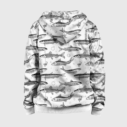 Детская толстовка на молнии Корюшка паттерн / 3D-Белый – фото 2