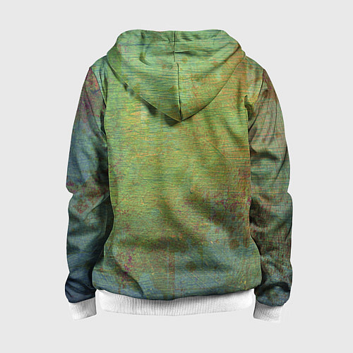 Детская толстовка на молнии Абстракция - green oil stain / 3D-Белый – фото 2