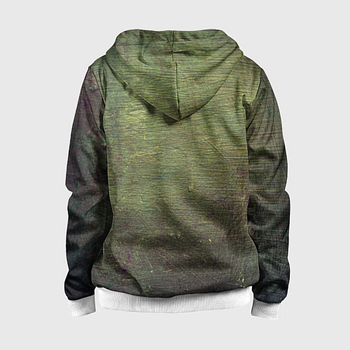 Детская толстовка на молнии Абстракция - old board painted with green paint / 3D-Белый – фото 2
