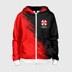 Толстовка на молнии детская Umbrella Corp - red and black, цвет: 3D-белый
