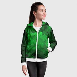 Толстовка на молнии детская Абстракция - green acid stains, цвет: 3D-белый — фото 2