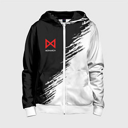 Толстовка на молнии детская Монарх красный лого, цвет: 3D-белый