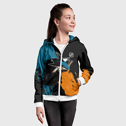 Толстовка на молнии детская Сан Хосе Шаркс - два цвета, цвет: 3D-белый — фото 2