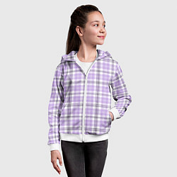 Толстовка на молнии детская Checkered light purple, цвет: 3D-белый — фото 2
